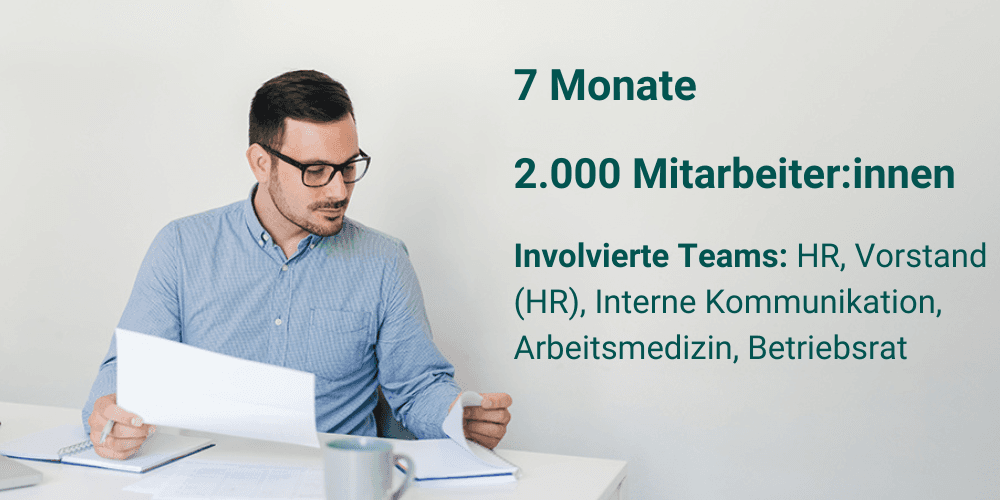 Mavie Work Blog Case Study UNIQA Zahlen “7 months. 2,000 employees. Involved teams: HR, management board (HR), internal communications, occupational medicine, works council.”
